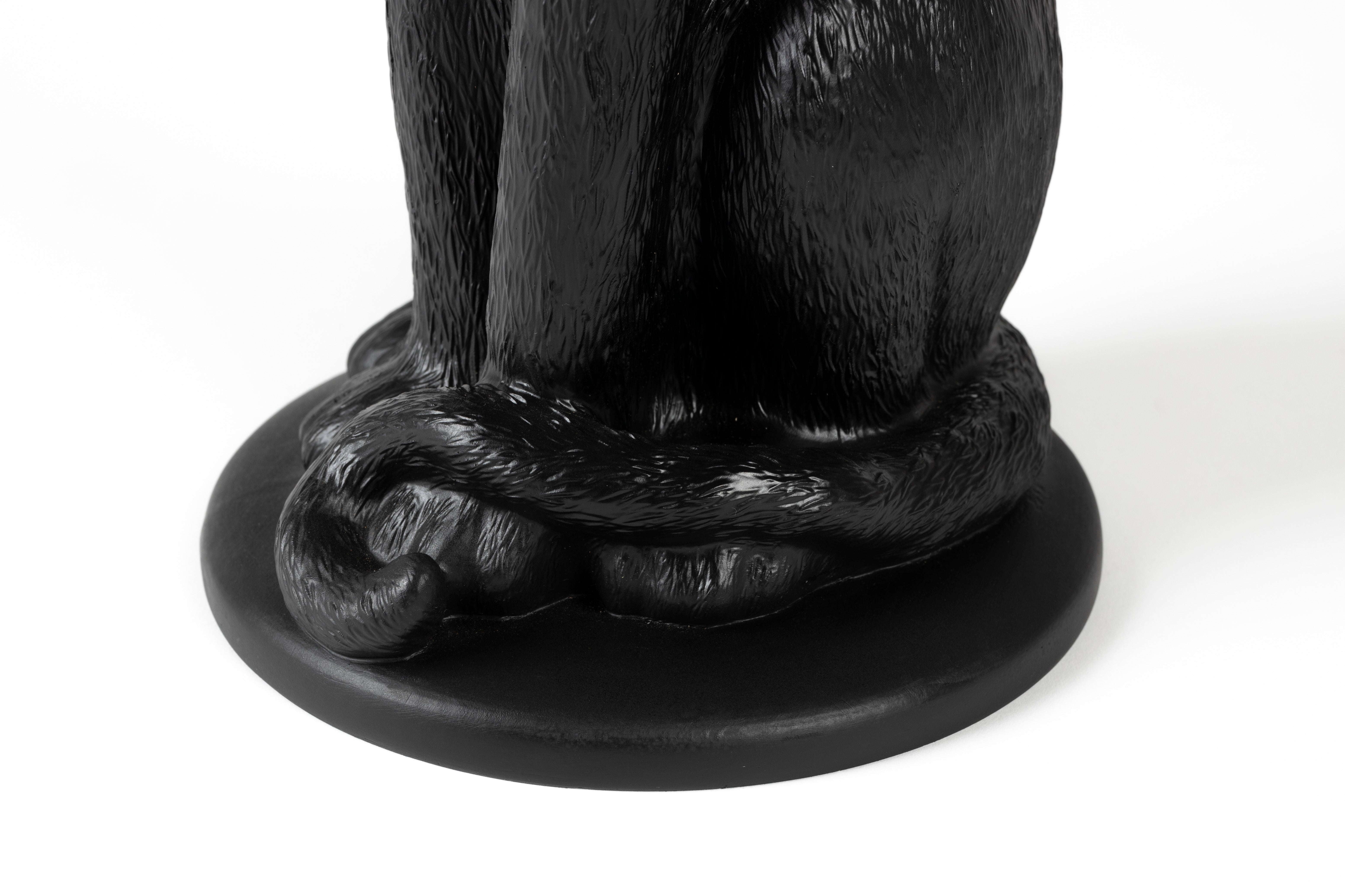 Bold Monkey Proudly Crowned Panther Black Side Table